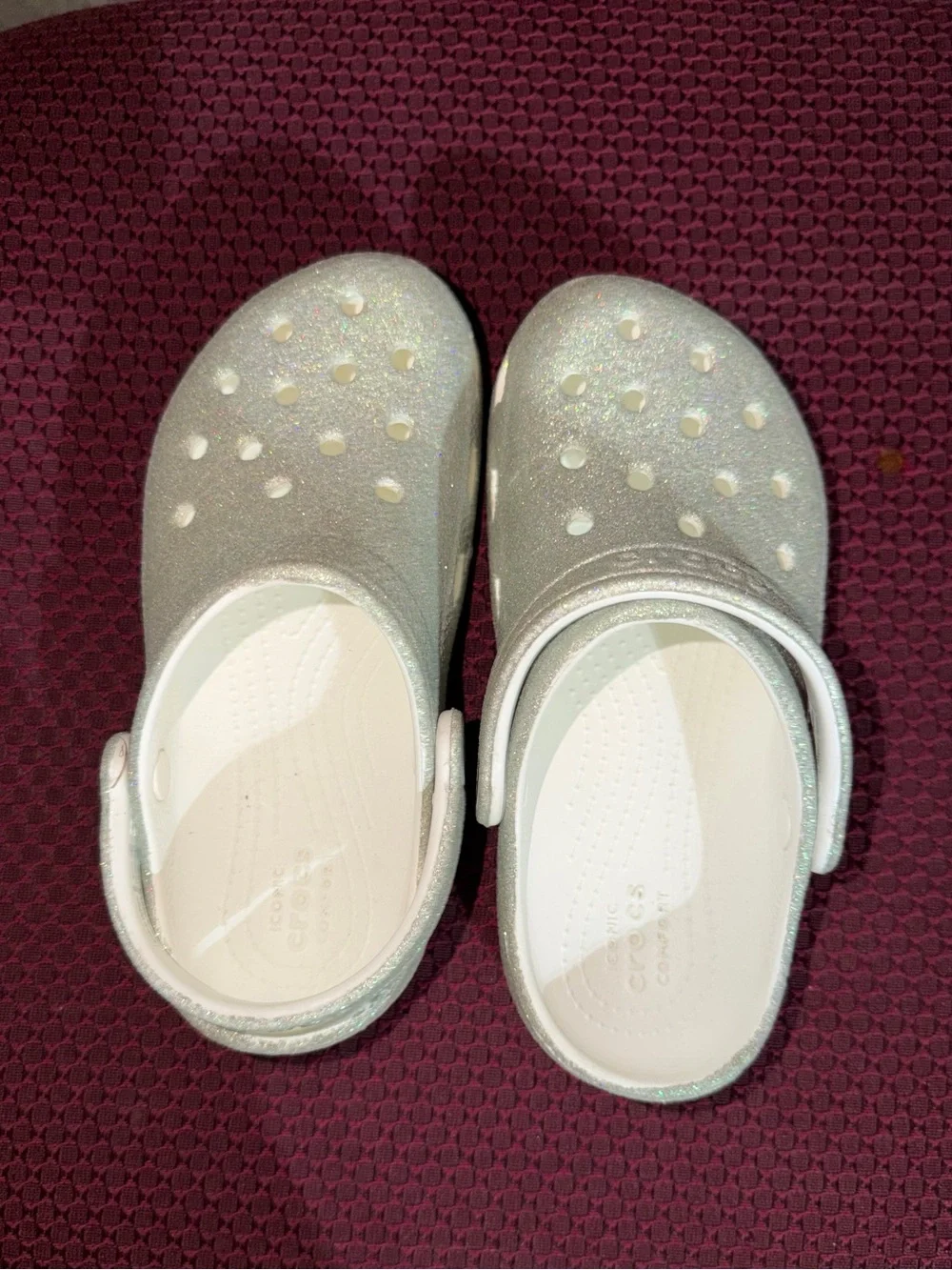 Kids Crocs Glitter Silver Clog Sandals - Size 13